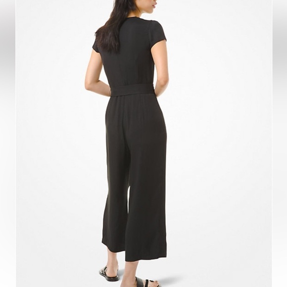 Michael Kors Black Crepe Belted Jumpsuit Size 4 - Picture 2 of 5